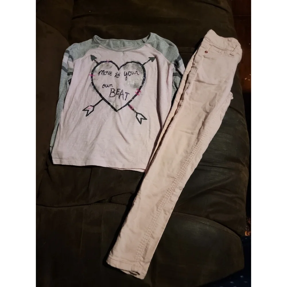 Justice move to your own beat‎ top size 8 pink pants size 8 slim